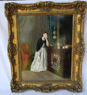 OIL ON BOARD 1873 PAINTING BY AUGUSTE COOMANS FLEMISH LISTED ARTIST: OIL ON BOARD 1873 PAINTING BY AUGUSTE COOMANS FLEMISH LISTED ARTIST Original/Reproduction: Original Signed?: Signed Material: Oil Subject: Figures & Portraits Style: Realism Size Type/Largest Dimensio