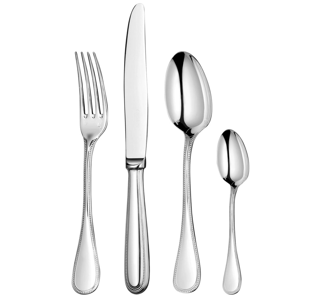 Perles by Christofle France Stainless Steel Flatware Place Setting 5 Piece - New: Perles by Christofle France Stainless Steel Flatware Place Setting 5 Piece - New This 5-piece stainless steel flatware set in perles contains the dining essentials for one person including a standard