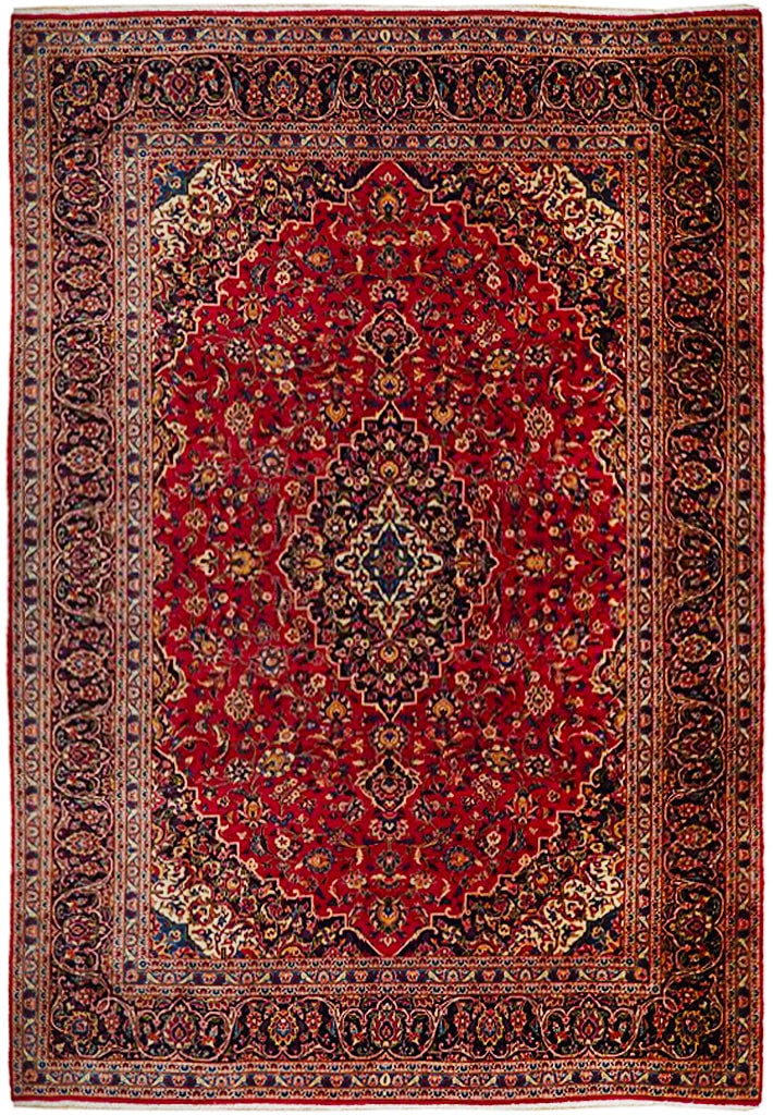 10 x 13 Red Semi-Antique Persian Kashan Rug: 10 x 13 Red Semi-Antique Persian Kashan Rug Free continental US Shipping Size in Feet: Width: 10 x Length: 13 Size in Inches: Width: 120 in x Length: 156 in Colors: Red Ivory Weave: 100% Handmade Pile
