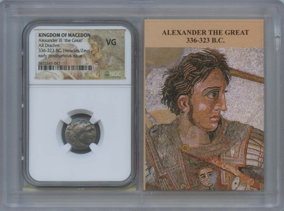 Alexander III The Great 336-323 BC Posthumous Issue NGC VG 10 Story Vault: Alexander III The Great 336-323 BC Posthumous Issue NGC VG 10 Story Vault Certification: NGC Certification Number: 5872641047 Denomination: Ancient Greek Grade: VG10 Date: NONE Pre-Owned The MYNT Guar