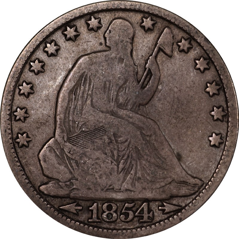 1854-O Seated Half Dollar - Arrows At Date: 1854-O Seated Half Dollar - Arrows At Date Certification: Uncertified Circulated/Uncirculated: Circulated Mint Location: New Orleans Composition: Silver Year: 1854 Pre-Owned The MYNT Guarantee: All it