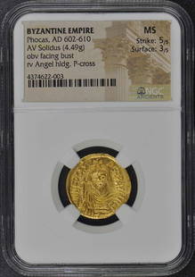 Phocas AD 602-610 BYZANTINE EMPIRE AV Solidus NGC MS60: Phocas AD 602-610 BYZANTINE EMPIRE AV Solidus NGC MS60 Certification: NGC Certification Number: 4374622003 Grade: MS60 Pre-Owned The MYNT Guarantee: All items in this auction are guaranteed to be 100%