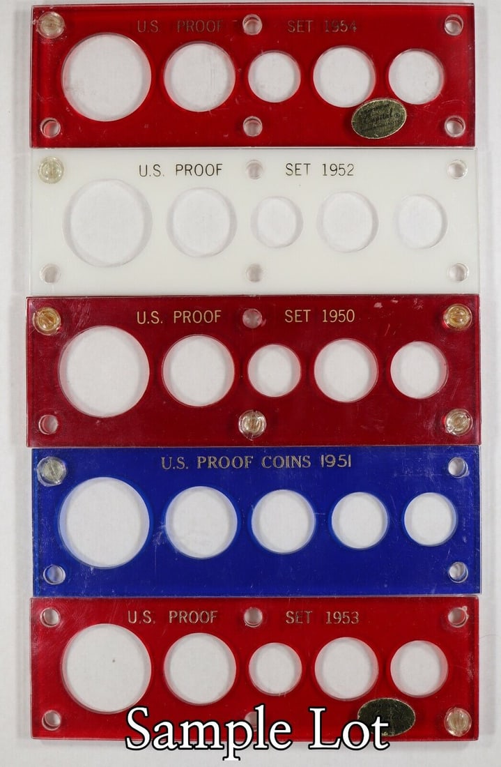 1950 - 1954 CAPITAL PLASTIC STYLES PROOF SET VARIETY HOLDERS LOT OF (5) HOLDERS: 1950 - 1954 CAPITAL PLASTIC STYLES PROOF SET VARIETY HOLDERS LOT OF (5) HOLDERS Pre-Owned The MYNT Guarantee: All items in this auction are guaranteed to be 100% authentic. At Your Service: At MYNT, o
