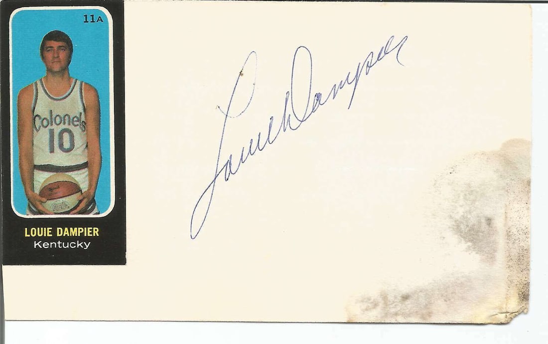 Louie Dampier Kentucky Colonels Signed/autographed 3x5 Index Card Photo