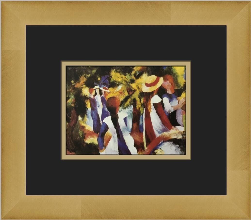 August Macke Girls under a Tree Custom Framed Print: August Macke Girls under a Tree Custom Framed Print Unit Of Sale: Single-Piece Work Artist: August Macke Size: Medium Item Length: 12 in Region Of Origin: united states Framing: Matted & Framed Person