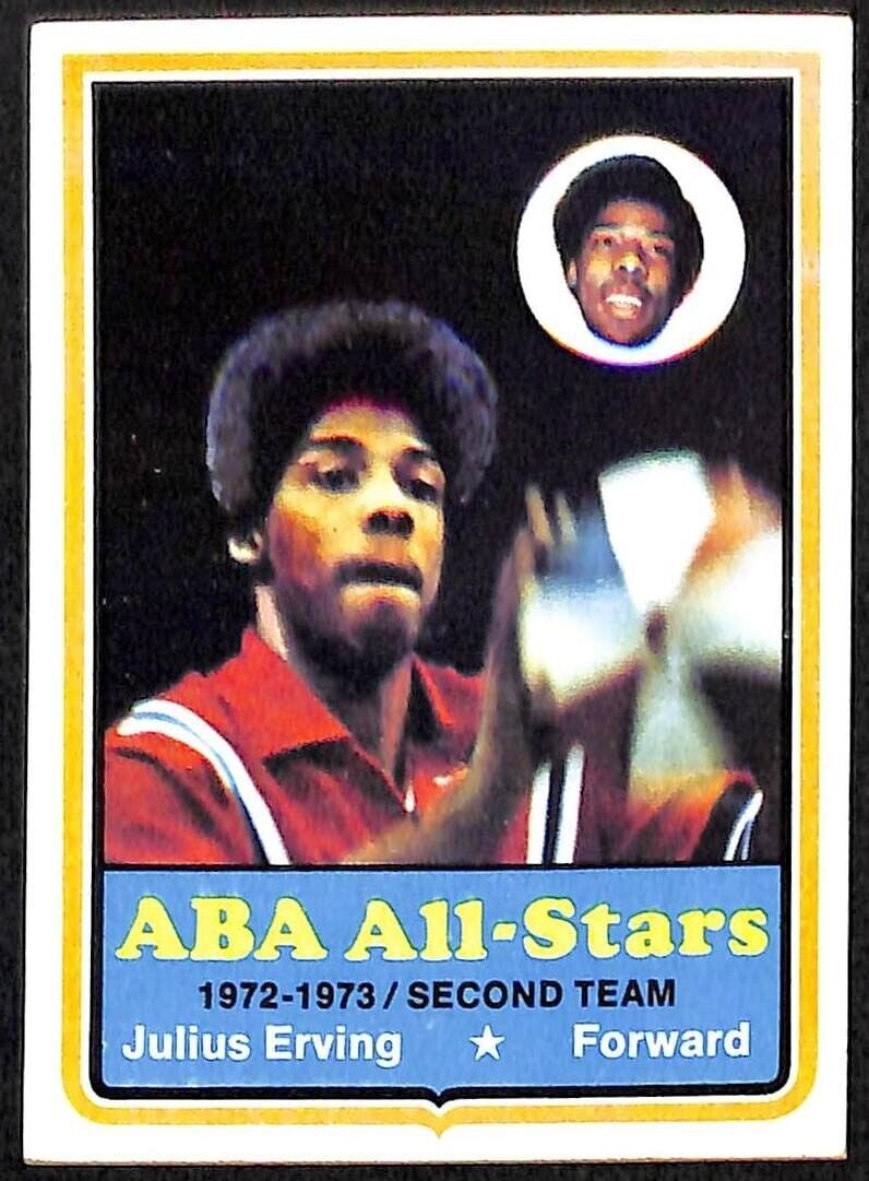 Julius Erving Dr. J 1973-74 Topps Basketball Card NMT: Julius Erving Dr. J 1973-74 Topps Basketball Card NMT Card Size: Standard Autographed: No League: National Basketball Association (NBA) Set: 1973-74 Topps Player/Athlete: Julius Erving Original/Licens
