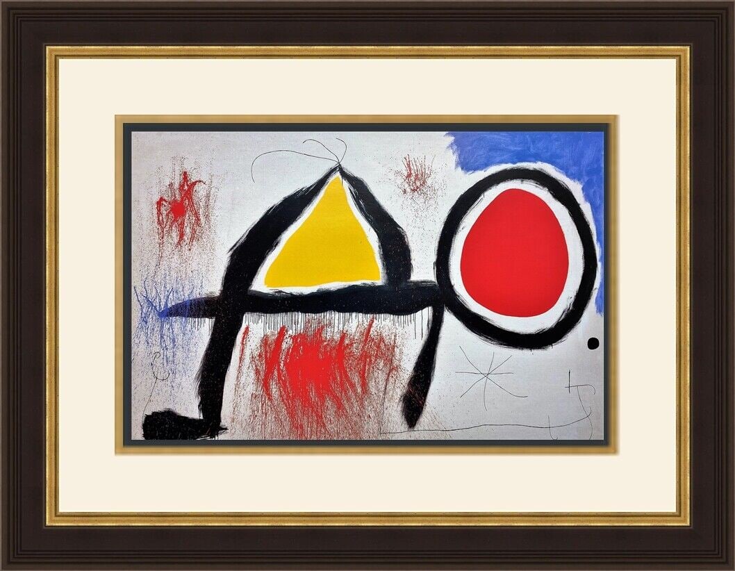 Joan Miro - Figure in Front of the Sun Custom Gallery Framed Print: Joan Miro - Figure in Front of the Sun Custom Gallery Framed Print Features: Framed Matted Region Of Origin: united states Item Width: 22 in Title: Figure in Front of the Sun Production Technique: Lit
