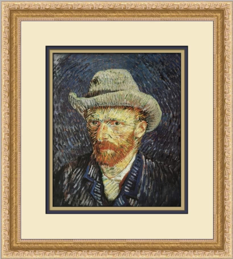 Vincent Van Gogh Self-Portrait with Gray Felt Hat Custom Framed Print: Vincent Van Gogh Self-Portrait with Gray Felt Hat Custom Framed Print Size: Medium Region Of Origin: United States Artist: Vincent van Gogh Production Technique: Offset Lithograph Framing: Matted & Fr