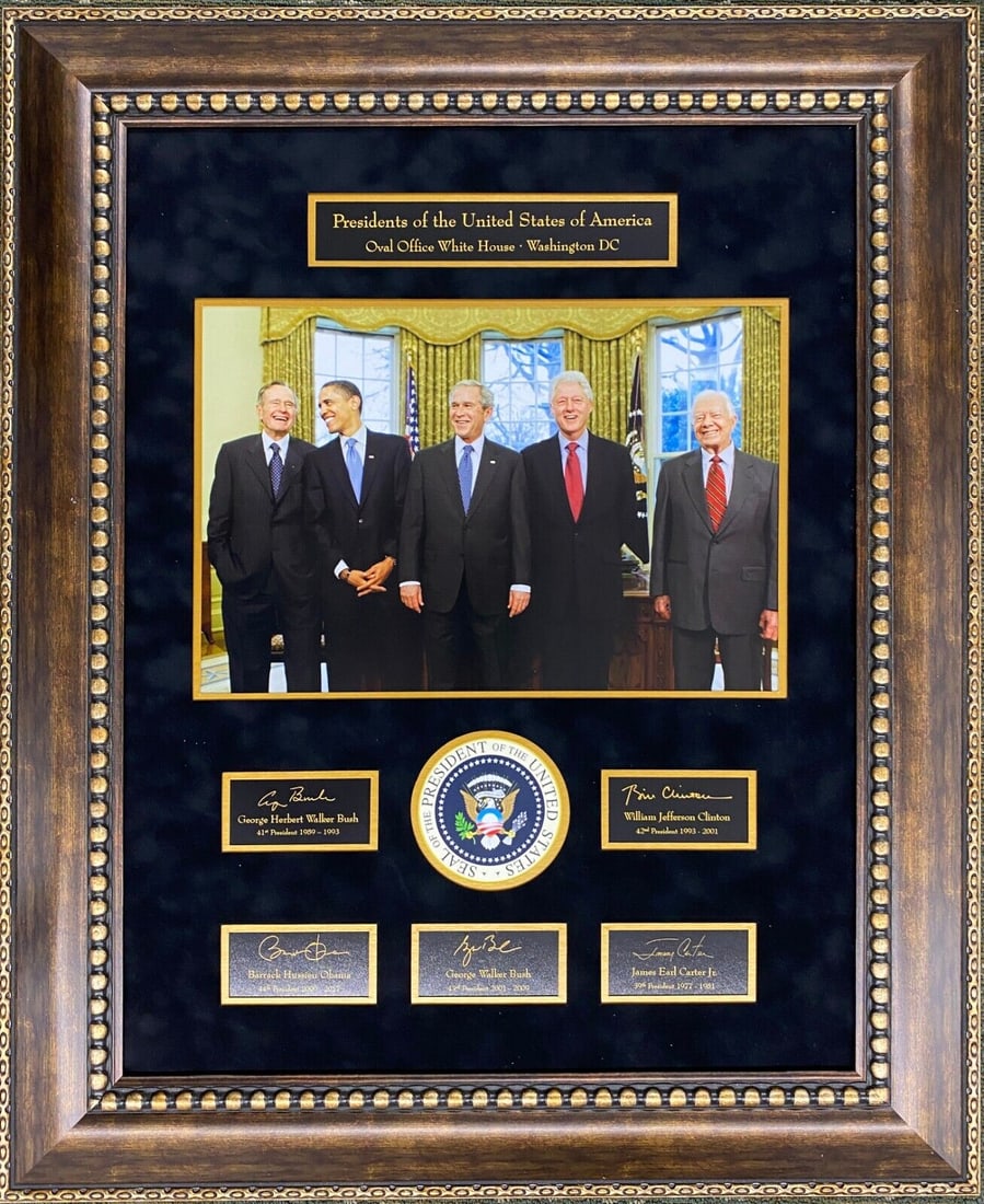 5 Living Presidents Bush - Carter - Obama - Bush & Clinton Custom Framed AWESOME: 5 Living Presidents Bush - Carter - Obama - Bush & Clinton Custom Framed AWESOME President: Barack Obama Bill Clinton Jimmy Carter George W. Bush George Bush Type: Photograph Term In Office: 2009-2017