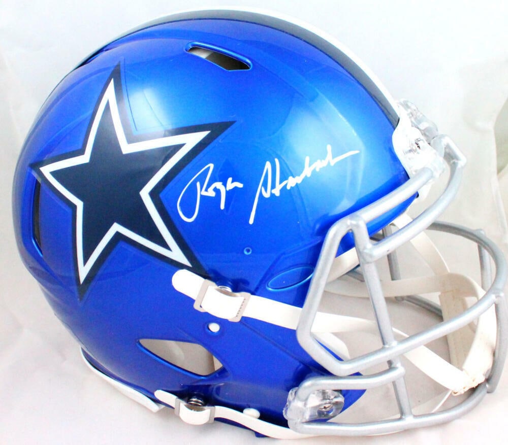 Roger Staubach Signed Cowboys F/S Flash Speed Helmet-Beckett W Holo: Roger Staubach Signed Cowboys F/S Flash Speed Helmet-Beckett W Holo Sport: Football Product: Helmet Original/Reprint: Original Player: Roger Staubach Team: Dallas Cowboys Autograph Authentication: Bec