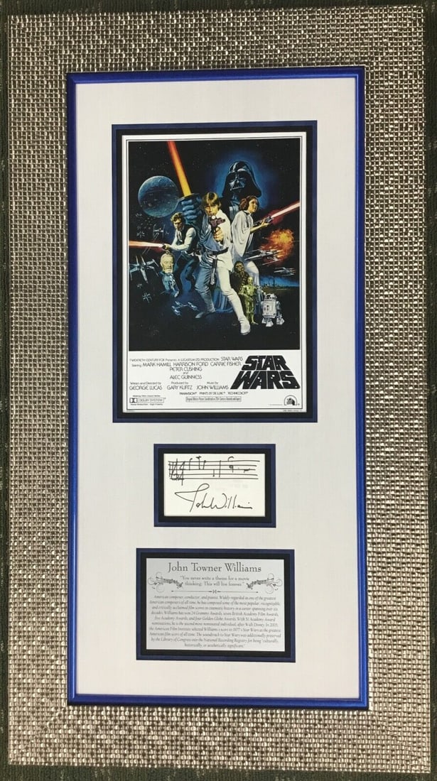 John Williams Star Wars Composer Signed Musical Quote Custom Framed Beckett LOA: John Williams Star Wars Composer Signed Musical Quote Custom Framed Beckett LOA Industry: Movies Movie: Star Wars Signed By: John Williams Signed: Yes Autograph Authentication: Beckett Original/Reprod