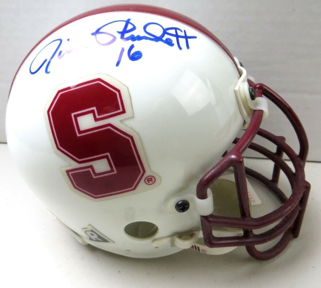 Jim Plunkett Signed Autographed Mimi Helmet Stanford Cardinal BAS: Jim Plunkett Signed Autographed Mimi Helmet Stanford Cardinal BAS Sport: Football Product: Helmet Original/Reprint: Original Team: Stanford Cardinal Player: Jim Plunkett Autograph Authentication: Beck