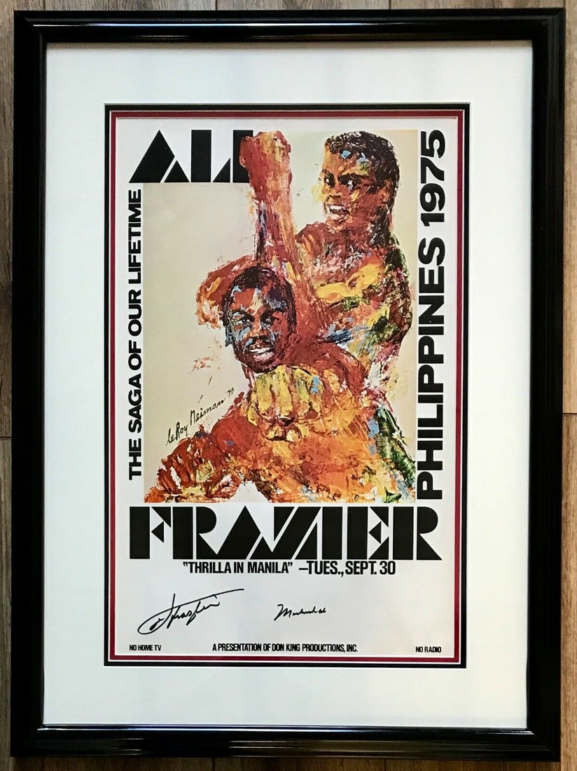 MUHAMMAD ALI / JOE FRAZIER dual signed Original "THRILLA IN MANILLA" poster-JSA: MUHAMMAD ALI / JOE FRAZIER dual signed Original "THRILLA IN MANILLA" poster-JSA Product: Poster Player: Muhammad Ali/Joe Frazier Sport: Boxing Original/Reprint: Original Signed By: Muhammad Ali/ Joe F