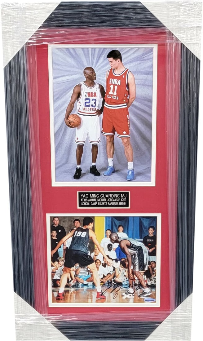 Michael Jordan Hand Signed 8x10 Photo Framed UDA Flight School 2009 W/ Yao: Michael Jordan Hand Signed 8x10 Photo Framed UDA Flight School 2009 W/ Yao Sport: Basketball Product: Photo Original/Reprint: Original Player: Michael Jordan Autograph Authentication: Upper Deck Team: