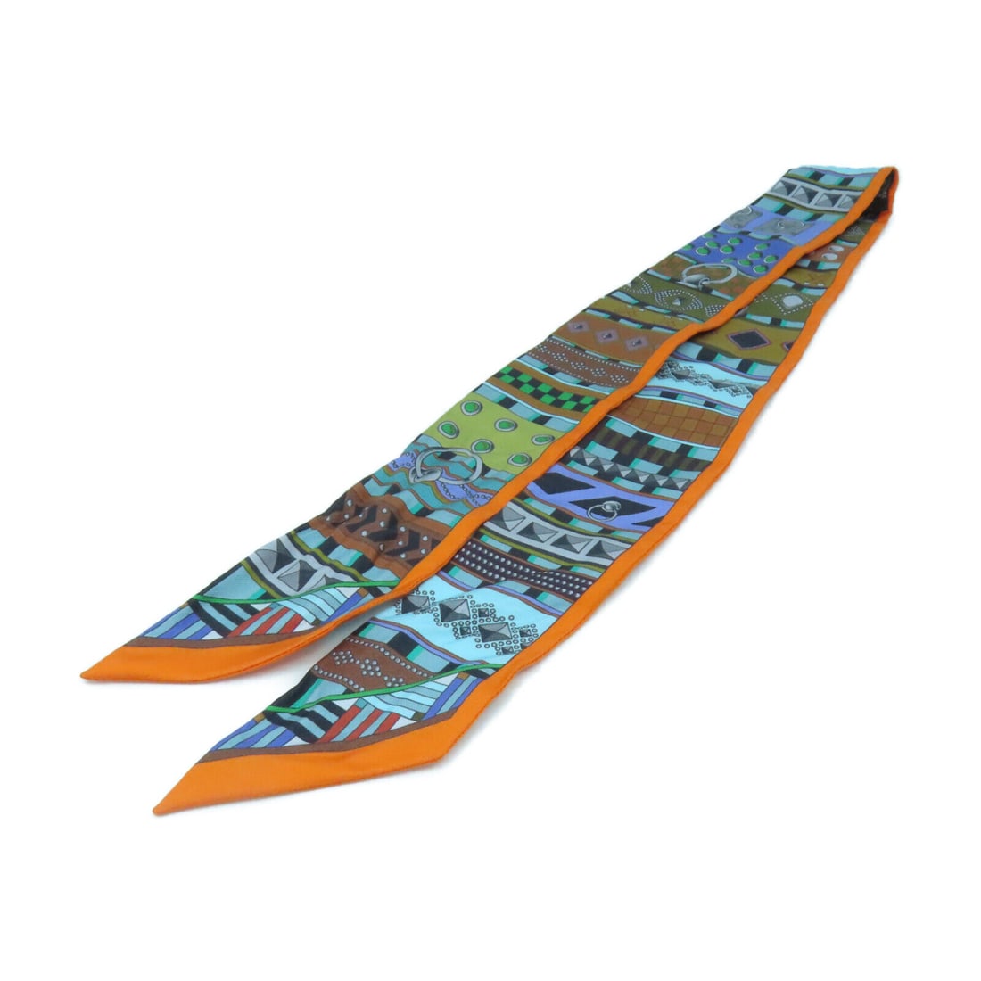 HERMES Twilly Scarf Scarves Silk Multicolour Oragne Green Brown: HERMES Twilly Scarf Scarves Silk Multicolour Oragne Green Brown Style: scarf Material: silk Color: Mulch color Size Type: Regular Type: scarf Frame Color: Mulch color B: Reasonable Wear and Tear The M