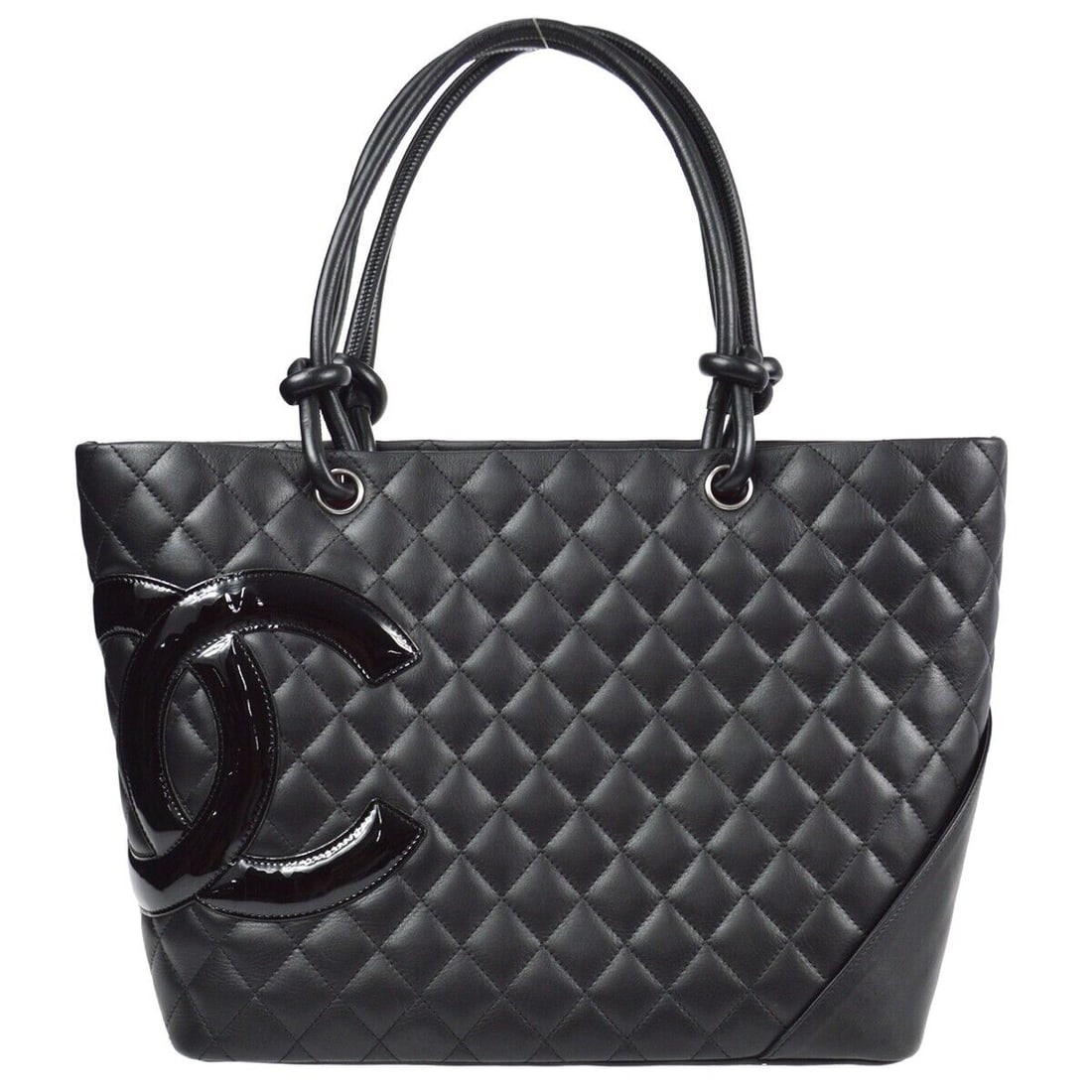 Chanel Cambon Ligne Tote Handbag Black Calfskin 12961415: Chanel Cambon Ligne Tote Handbag Black Calfskin 12961415 Bag Width: 12 in Closure: Zipper Occasion: Casual Handle/Strap Color: Black Size: Large Handle Drop: 8 in Bag Depth: 6 in Accents: Logo Quilted
