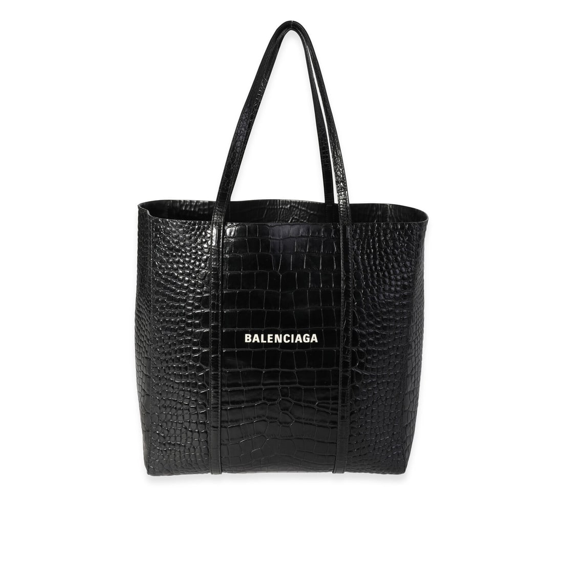 Balenciaga Crocodile-Embossed Leather Small Everyday Tote: Balenciaga Crocodile-Embossed Leather Small Everyday Tote Gender: Unisex Dimensions: 12 x 12 x 6 Bag Width: 12 in Bag Depth: 6 in Bag Height: 12 in Handbag Accessories: Dustbag;Care Booklet Lining Col