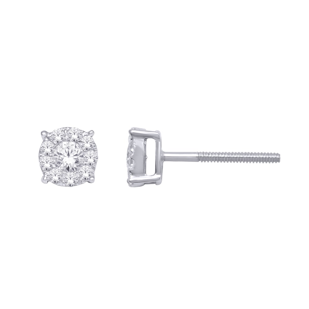 14K White Gold 2/5 Ct.Tw. Diamond Fashion Earrings: 14K White Gold 2/5 Ct.Tw. Diamond Fashion Earrings These eye-catching Earrings are available in 14K White Gold. There are 20 round diamonds with a total carat weight of 2/5 ctw set in a invisible sett