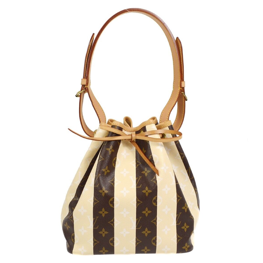 Louis Vuitton Petite Noe Drawstring Bag Monogram Rayures M40564 AR4101: Louis Vuitton Petite Noe Drawstring Bag Monogram Rayures M40564 AR4101 Bag Width: 10 in Pattern: Monogram Bag Height: 11 in Closure: Drawstring Occasion: Casual Handle/Strap Color: Beige Size: Medium 