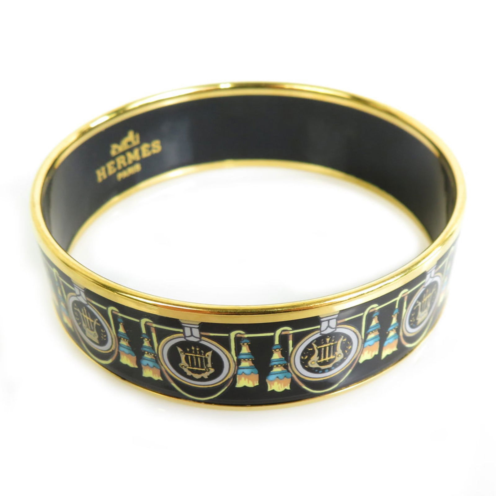 Hermes HERMES Bracelet Bangle Email Metal/Enamel Gold/Black/Multicolor Women's: Hermes HERMES Bracelet Bangle Email Metal/Enamel Gold/Black/Multicolor Women's Brand: Hermes Country of Origin: Austria Type: Charm bracelet Gender: Women Material: Enamel Metal Color: Black Multi-col