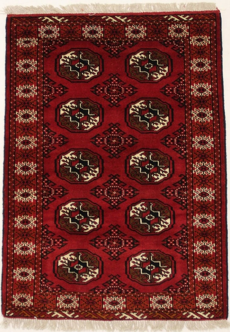 Geometric Tribal Design Hand-Knotted 3X5 Wool Area Rug Oriental Farmhouse Carpet: Geometric Tribal Design Hand-Knotted 3X5 Wool Area Rug Oriental Farmhouse Carpet Free continental US Shipping Type: Area Rug Size: 4"9" x 3"4" Ft Color: Scarlet Red Production Technique: Knotted Mater