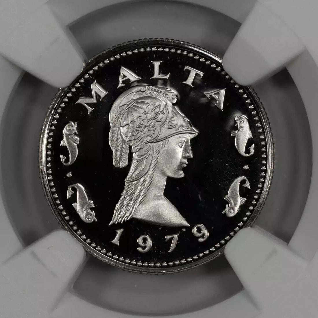 1979 FM PROOF MALTA PENTHESILEA QUEEN OF AMAZONS 2C NGC PF 70 ULTRA CAM (014): 1979 FM PROOF MALTA PENTHESILEA QUEEN OF AMAZONS 2C NGC PF 70 ULTRA CAM (014) Certification: NGC Composition: Nickel-Brass Grade: PF-70 Year: 1979 Circulated/Uncirculated: Uncirculated Strike Type: PR
