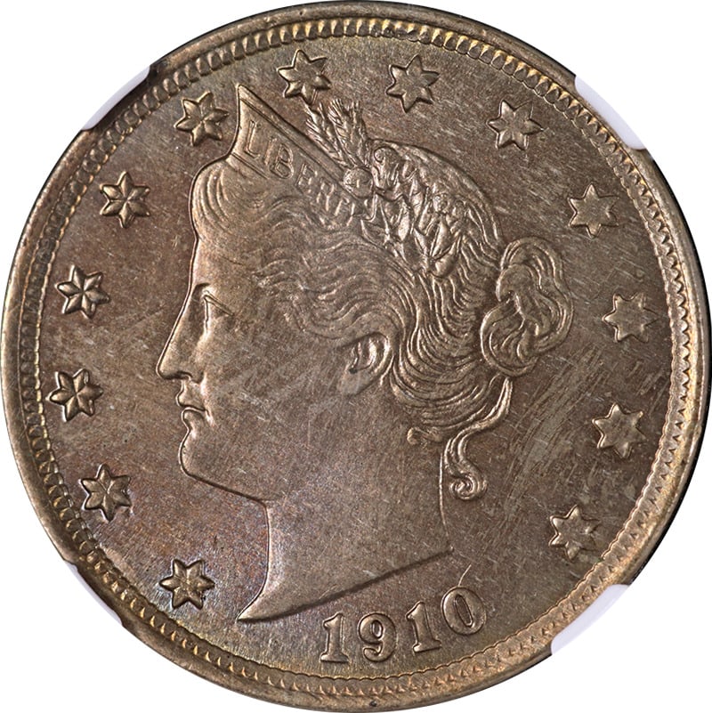1910 Liberty V Nickel NGC MS63 Nice Eye Appeal Strong Strike: 1910 Liberty V Nickel NGC MS63 Nice Eye Appeal Strong Strike Certification: NGC Circulated/Uncirculated: Uncirculated Grade: MS63 Composition: Nickel Certification Number: 3893158-003 Year: 1910 Pre-O