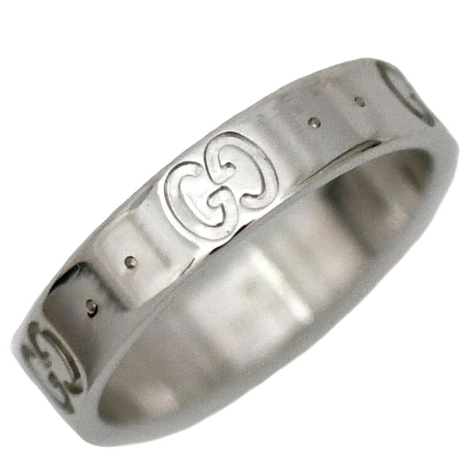 Gucci Icon Ring WG White Gold No. 10 750 K18 GUCCI GG Iconic Silver Ladies: Gucci Icon Ring WG White Gold No. 10 750 K18 GUCCI GG Iconic Silver Ladies Brand: Gucci Line: Icon Type: Band ring Gender: Women Material: White gold (18K) US Size: 5.5 Width: 4.2mm / 0.17 Inner Diame