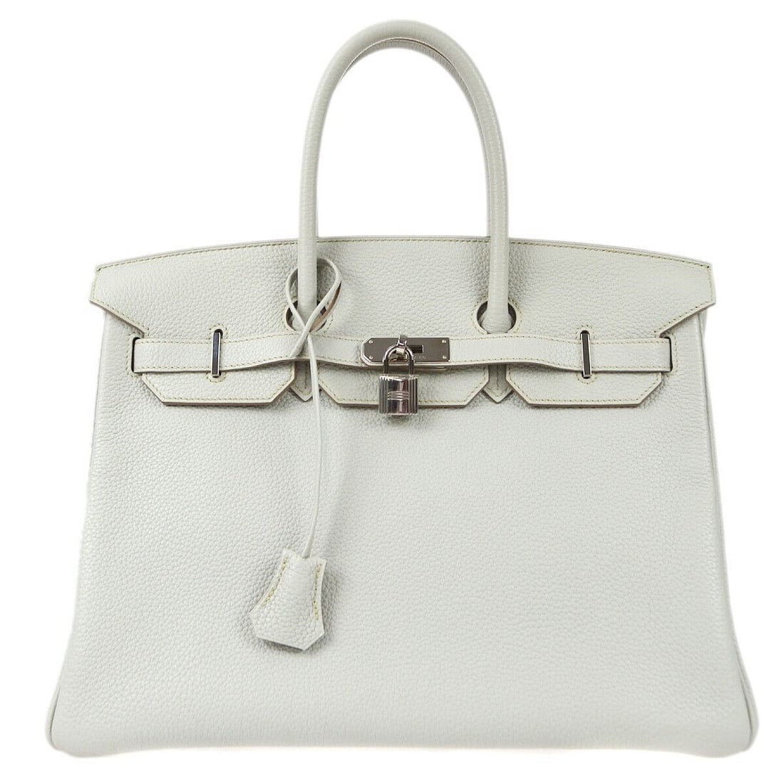 Hermes Birkin 35 Handbag Purse Pearl Gray Taurillon Clemence #P +B082: Hermes Birkin 35 Handbag Purse Pearl Gray Taurillon Clemence #P +B082 Bag Width: 13.8 Bag Height: 10.2 Closure: Flap Turn Lock Occasion: Casual Handle/Strap Color: Gray Size: Large Handle Style: Doubl