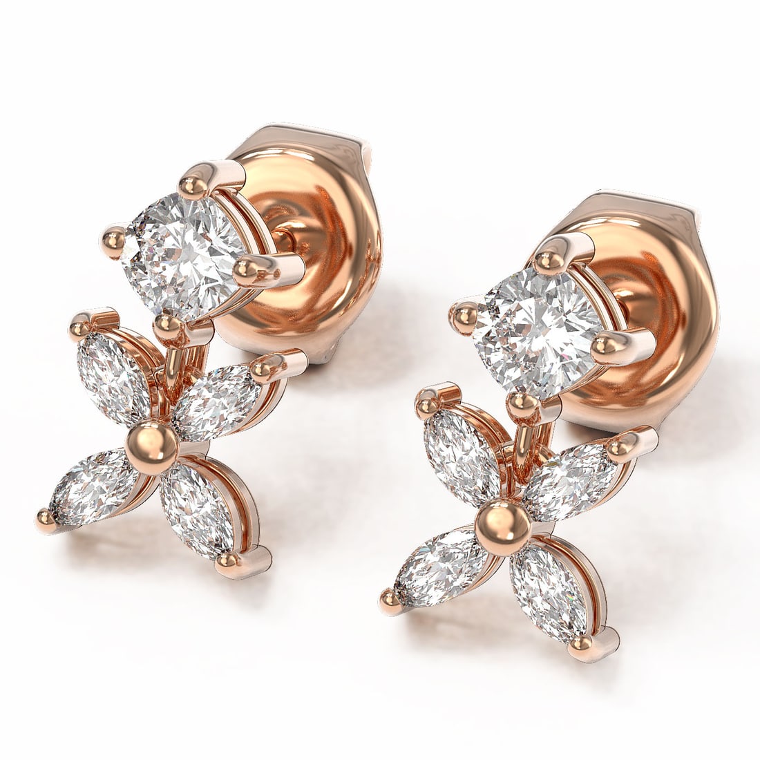 1.5 ctw Cushion & Marquise Cut Diamond Earrings 18K Rose Gold: 1.5 ctw Cushion & Marquise Cut Diamond Earrings 18K Rose Gold 1.5 ctw Cushion & Marquise Cut Diamond Earrings 18K Rose Gold Designer Brand Luxury Jewelrymade in the USA Suggested Retail Price: $7500 I