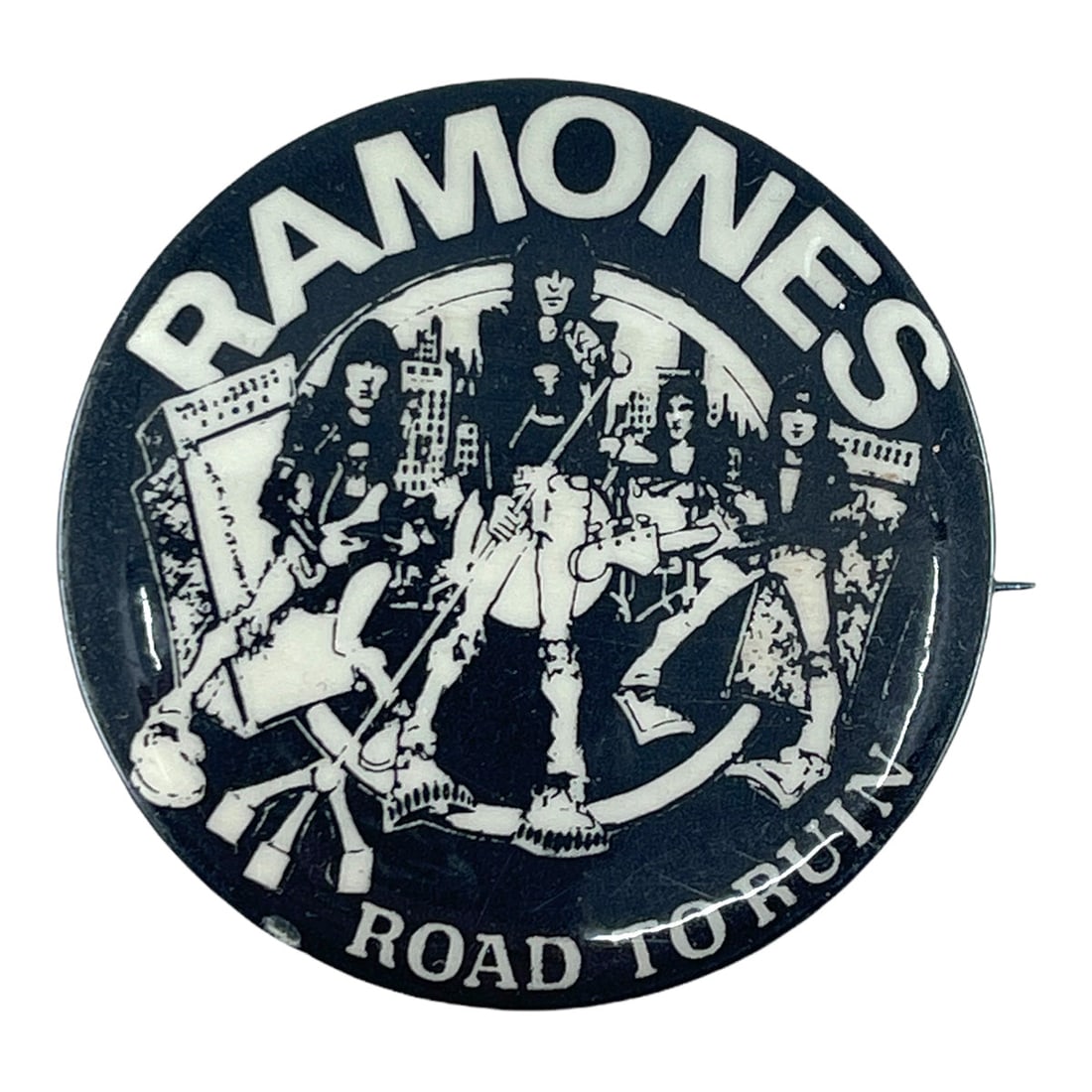 1978 Ramones Road To Ruin Pin: 1978 Ramones Road To Ruin Pin Original 1978 Ramones Road To Ruin Pin . This is a true vintage pin, not a modern reproduction. Pin is in good condition, please use photos for reference. Size: 0 Collar 