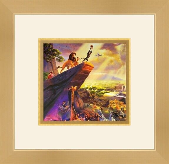 Thomas Kinkade Disney - The Lion King Framed Print: Thomas Kinkade Disney - The Lion King Framed Print Features: Framed Matted Item Width: 14 in Item Length: 14 in Item Height: 14 in Subject: Animation Size: Medium (up to 36in.) Material: Paper Medium: