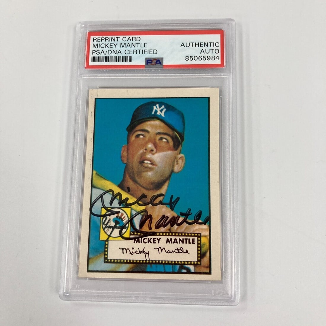 Mickey Mantle Signed 1952 Topps RC 1983 Topps Baseball Card PSA DNA Auto: Mickey Mantle Signed 1952 Topps RC 1983 Topps Baseball Card PSA DNA Auto Type: Sports Trading Card Autographed: Yes Sport: Baseball Autograph Format: Hard Signed Autograph Authentication: Professional