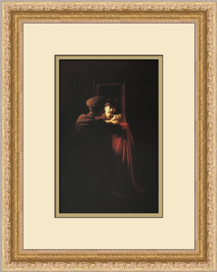 Melamid and Komar Stalin in Front of the Mirror Custom Framed Print: Melamid and Komar Stalin in Front of the Mirror Custom Framed Print Size: Medium (up to 36in.) Region Of Origin: United States Artist: Melamid and Komar Production Technique: Lithography Framing: Matt