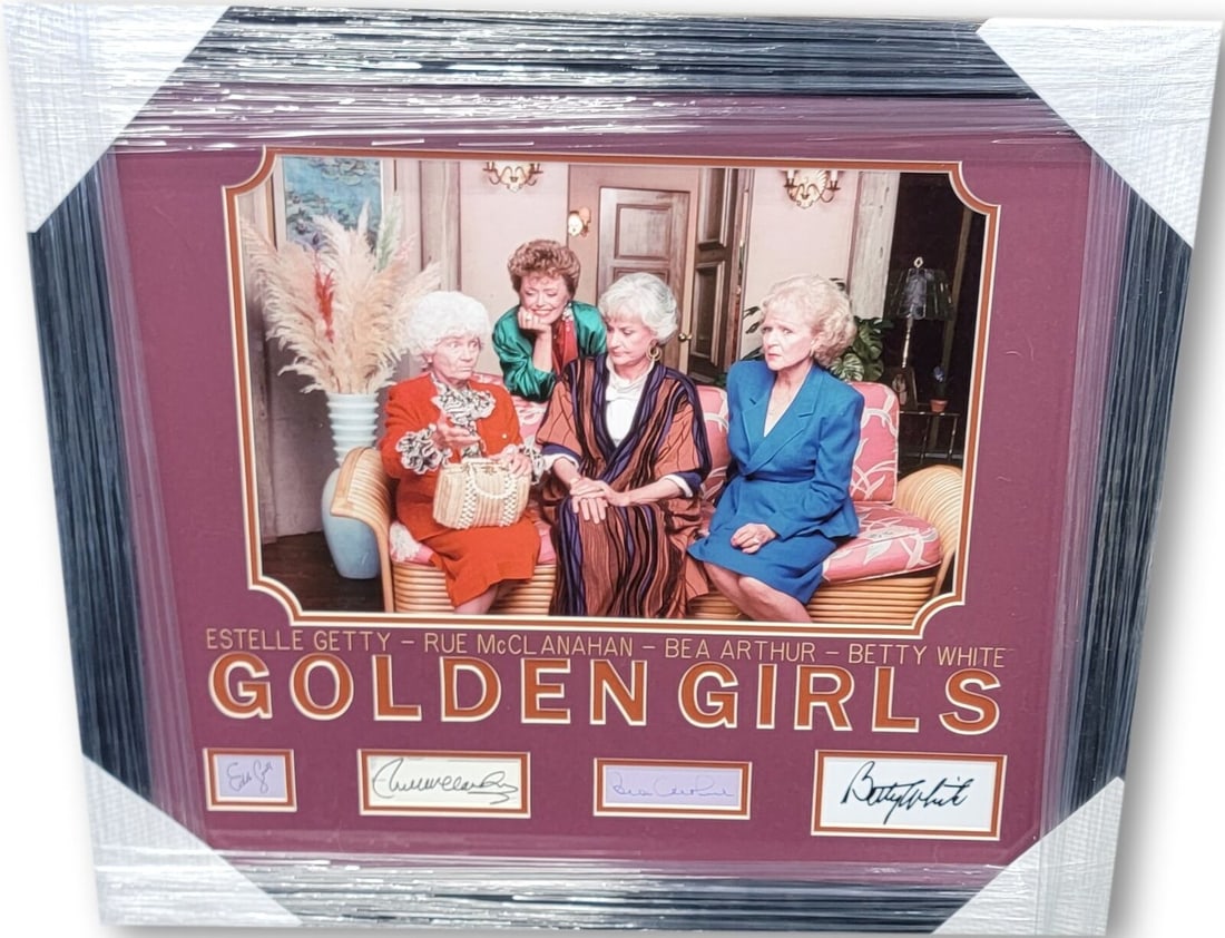 The Golden Girls Cast Hand Signed Cuts Custom Collage Framed JSA LOA: The Golden Girls Cast Hand Signed Cuts Custom Collage Framed JSA LOA Industry: Movies Object Type: Photograph Original/Reproduction: Original Autograph Authentication: James Spence (JSA) Player: Bea A