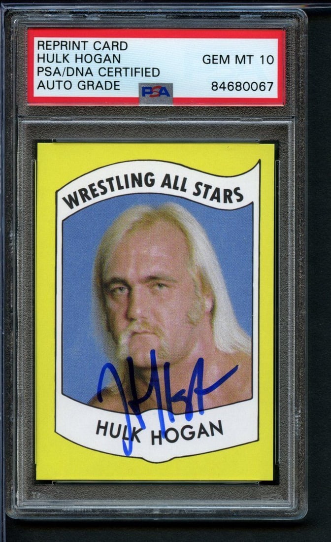 1982 Wrestling All Stars Hulk Hogan #2 Card Signed Reprint PSA/DNA Gem Mint 10: 1982 Wrestling All Stars Hulk Hogan #2 Card Signed Reprint PSA/DNA Gem Mint 10 Sport: Wrestling Product: Photo Original/Reprint: Original League: Wrestling Autograph Authentication: PSA/DNA Pre-Owned 