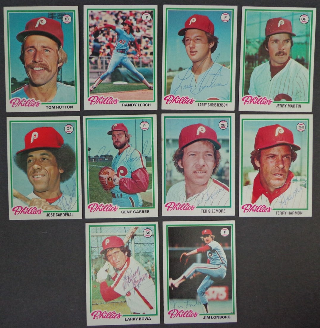Lot of (10) Philadelphia Phillies Autographed 1978 TOPPS Baseball Cards 183166: Lot of (10) Philadelphia Phillies Autographed 1978 TOPPS Baseball Cards 183166 Sport: Baseball Product: Photo Original/Reprint: Original Team: Philadelphia Phillies Autograph Authentication: Seller Le