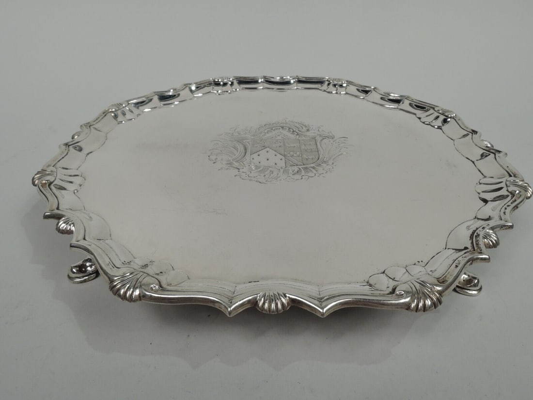 George II Salver Antique Georgian Shell Scroll Tray English Sterling Silver 1741: George II Salver Antique Georgian Shell Scroll Tray English Sterling Silver 1741 Type: Salver Style: Georgian Age: Pre-1800 Description:George II sterling silver salver. Made by Robert Abercromby in L