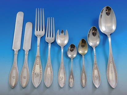 Indian by Whiting Sterling Silver Flatware Set Service 66 Pieces Dinner Early: Indian by Whiting Sterling Silver Flatware Set Service 66 Pieces Dinner Early Maker: Whiting Manufacturing Company Composition: Sterling Silver Age: 1850-1899 Pattern: Indian Type: Flatware - Sets Ear