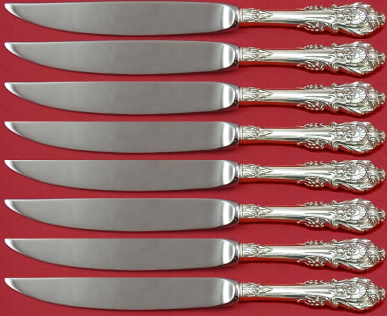 Sir Christopher by Wallace Sterling Silver Steak Knife Set 8pc Not Serr Custom: Sir Christopher by Wallace Sterling Silver Steak Knife Set 8pc Not Serr Custom Composition: Sterling Silver Age: Post-1940 Pattern: Sir Christopher Type: Knife Sir christopher by wallacesterling silve