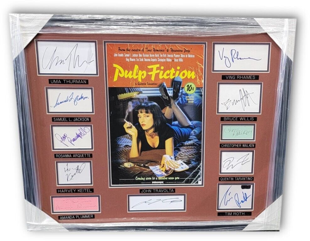 Pulp Fiction Cast Signed Cuts + Photo Uma Thurman Bruce Willis John Travolta: Pulp Fiction Cast Signed Cuts + Photo Uma Thurman Bruce Willis John Travolta Industry: Movies Object Type: Photograph Original/Reproduction: Original Autograph Authentication: Beckett Autograph Authen