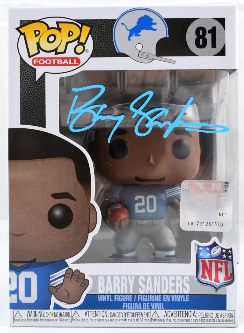 Barry Sanders Signed Detroit Lions Funko Pop Figurine 81-Beckett W Hologram*Blue: Barry Sanders Signed Detroit Lions Funko Pop Figurine 81-Beckett W Hologram*Blue Type: Vinyl Figure Character: Barry Sanders Product Line: Funko Pop! Pez Autograph Authentication: Beckett/ Team: Detro