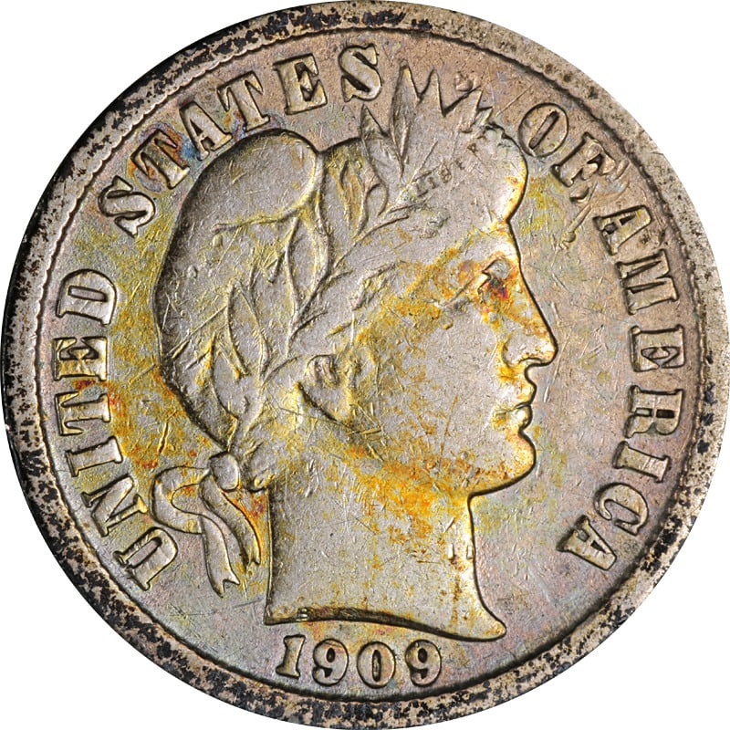 1909-D Barber Dime: 1909-D Barber Dime Certification: Uncertified Circulated/Uncirculated: Circulated Mint Location: Denver Composition: Silver Year: 1909 Pre-Owned The MYNT Guarantee: All items in this auction are guara