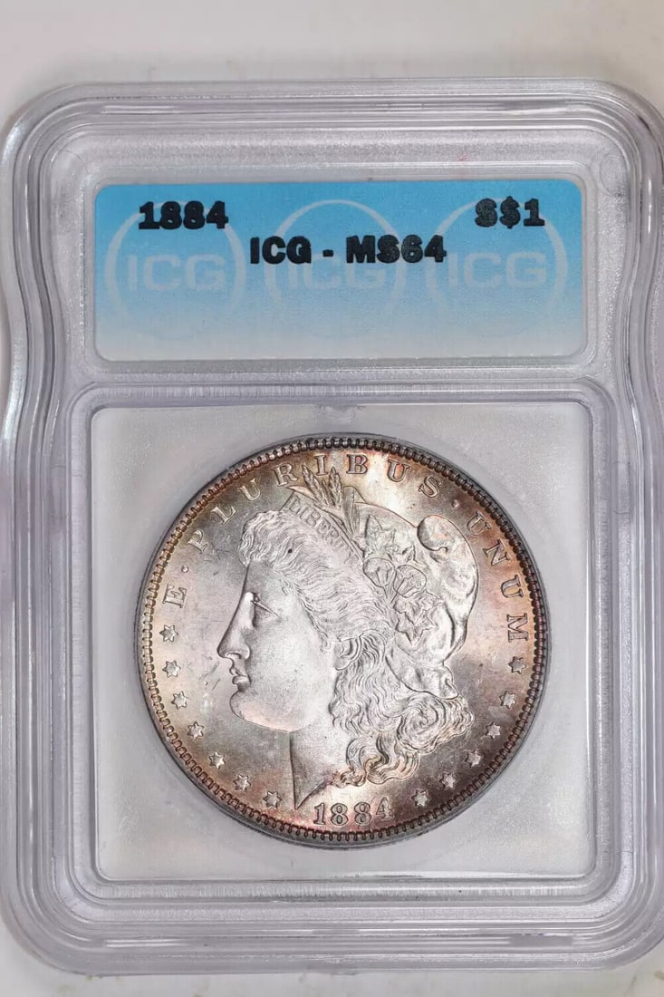 1884 MORGAN DOLLAR ICG MS64: 1884 MORGAN DOLLAR ICG MS64 Certification: ICG Composition: Silver Grade: MS 64 Year: 1884 Circulated/Uncirculated: Uncirculated Km Number: Unknown Certification Number: 4881012901 Denomination: Dolla