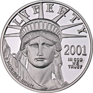 2001-W Platinum American Eagle $50 Proof Bullion Coin - OGP COA - STOCK: 2001-W Platinum American Eagle $50 Proof Bullion Coin - OGP COA - STOCK Certification: Uncertified Grade: PR Composition: Platinum Year: 2001 Pre-Owned The MYNT Guarantee: All items in this