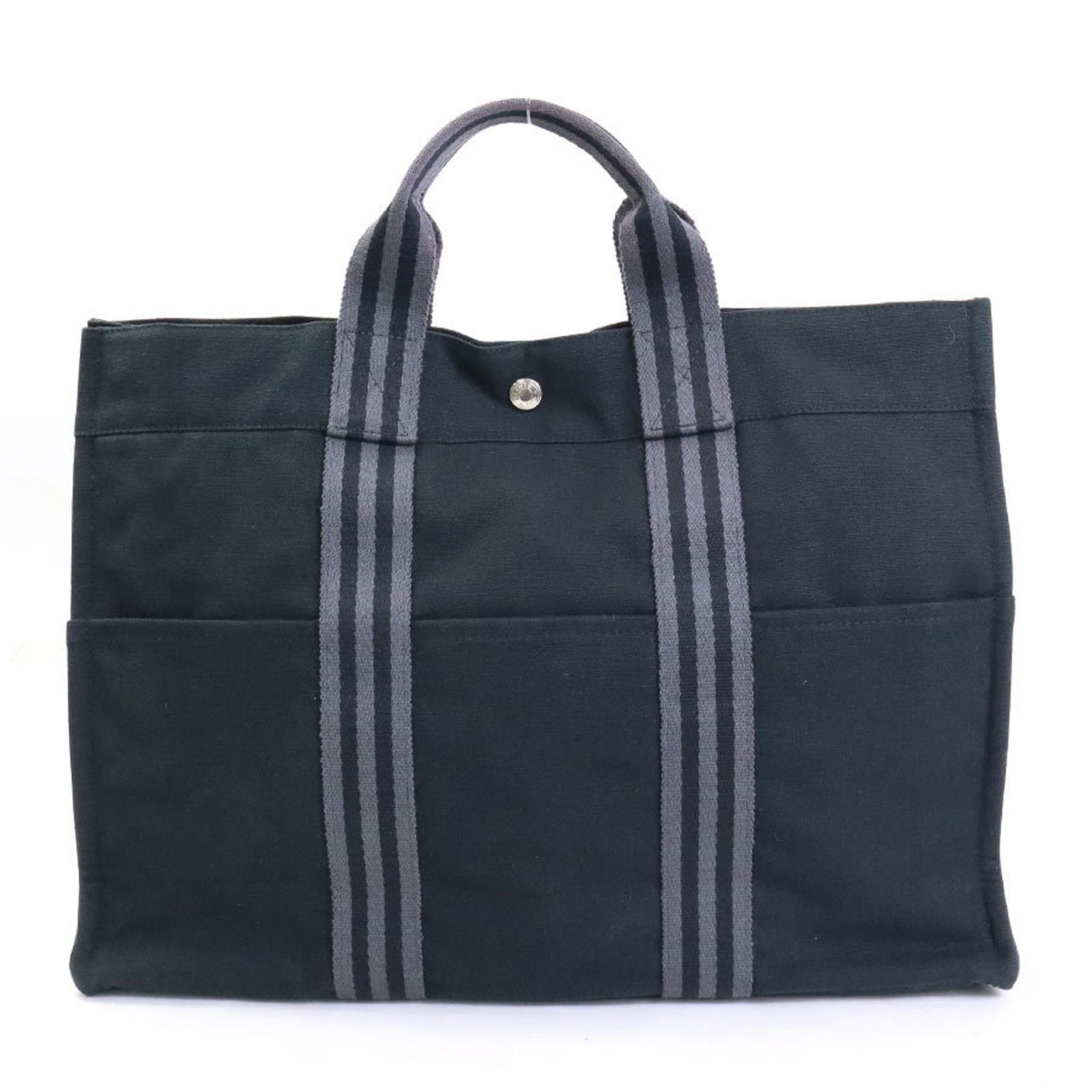 Hermes HERMES Handbag Four Toe MM Canvas Black x Gray Unisex 55115f: Hermes HERMES Handbag Four Toe MM Canvas Black x Gray Unisex 55115f Brand: Hermes Type: Handbag Material: Canvas Canvas: Color: Black Gray Gender: Men Women Size (HxWxD): 30cm x 42cm x 10cm / 11.81 x