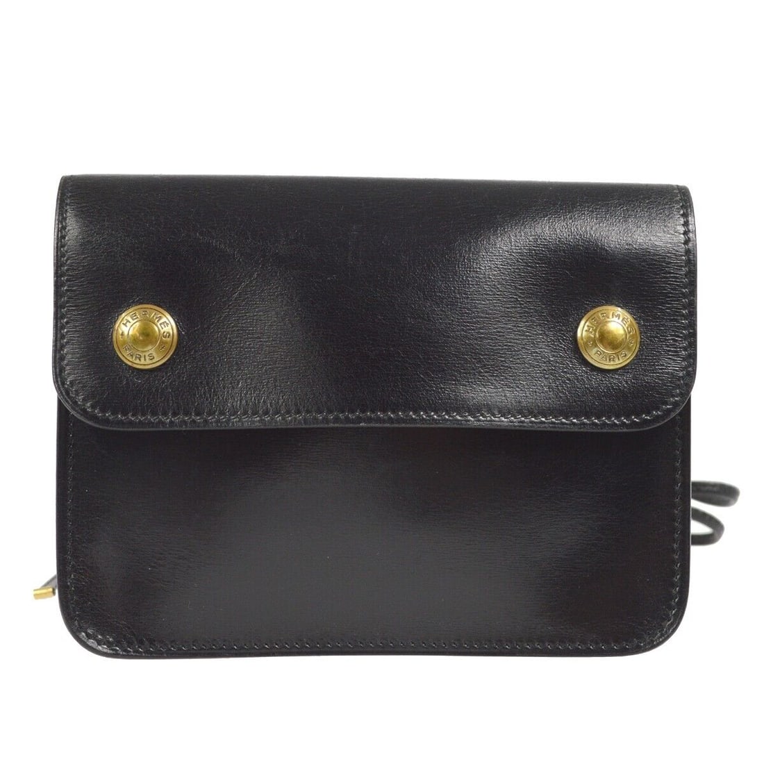 Hermes Pochette Green Belt Bum Bag Black Box Calf ON+: Hermes Pochette Green Belt Bum Bag Black Box Calf ON+ Bag Width: 6 in Bag Height: 4 in Closure: Flap Snap Handle/Strap Color: Black Size: Small Bag Depth: 2 in Exterior Material: Ardennes Vintage: Yes