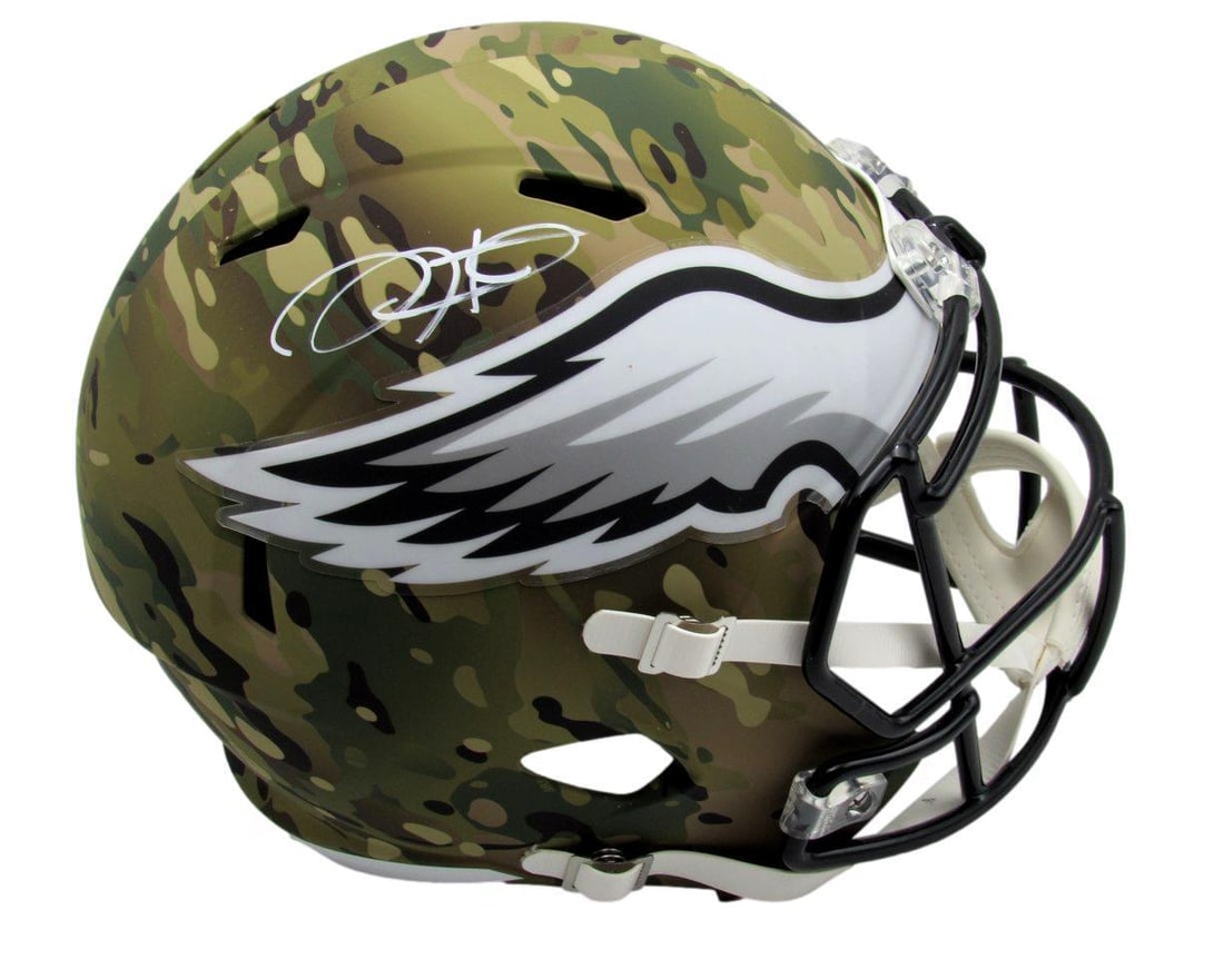 Jalen Hurts Signed Full Size Camo Replica Football Helmet Eagles Beckett 177287: Jalen Hurts Signed Full Size Camo Replica Football Helmet Eagles Beckett 177287 Sport: Football Product: Helmet Original/Reprint: Original Team: Philadelphia Eagles Autograph Authentication: BAS/Becke