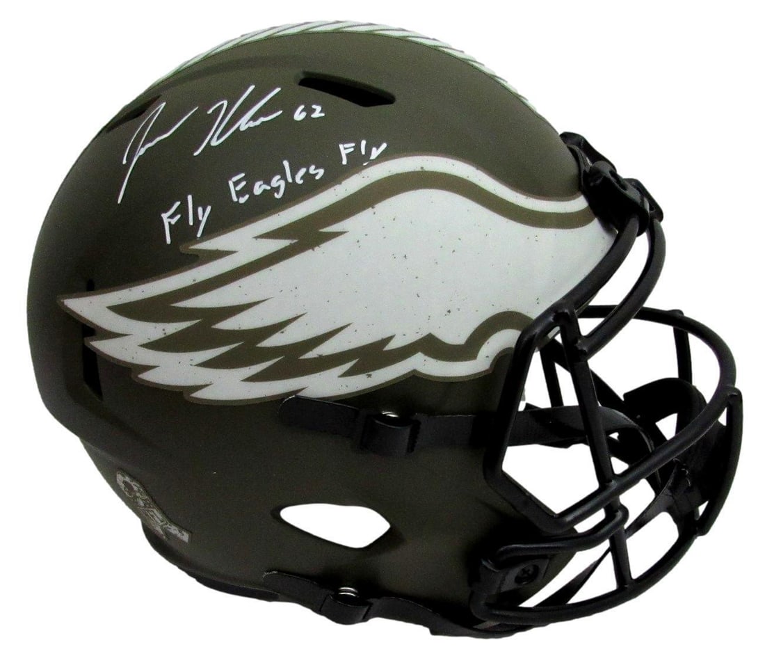Jason Kelce Signed Full Size Replica Salute To Service Eagles Helmet PSA/DNA: Jason Kelce Signed Full Size Replica Salute To Service Eagles Helmet PSA/DNA Sport: Football Product: Helmet Original/Reprint: Original Team: Philadelphia Eagles Autograph Authentication: PSA/DNA Leag