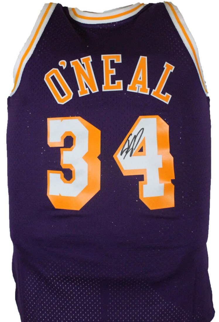 Shaquille O Neal Signed Lakers Purple Mitchell&Ness HWC Swingman Jersey-BAWHolo: Shaquille O Neal Signed Lakers Purple Mitchell&Ness HWC Swingman Jersey-BAWHolo Sport: Basketball Product: Jersey Original/Reprint: Original Player: Shaquille O'Neal Autograph Authentication: Beck